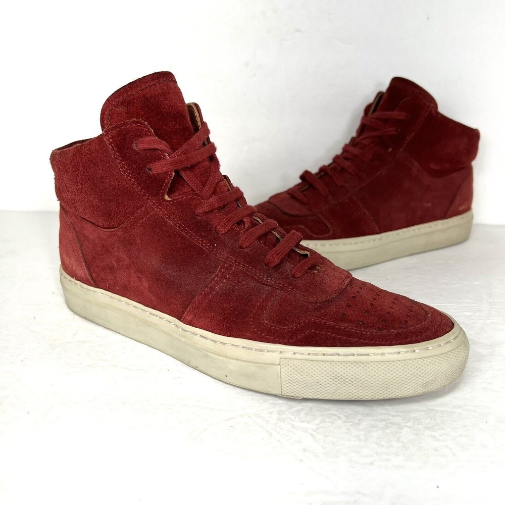 Common Projects Bball High Red Suede Sneakers Size 37 Womens